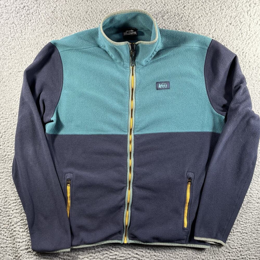 REI Co-op Groundbreaker Fleece Jacket Men Large L Colorblock Teal Navy Gorpcore
